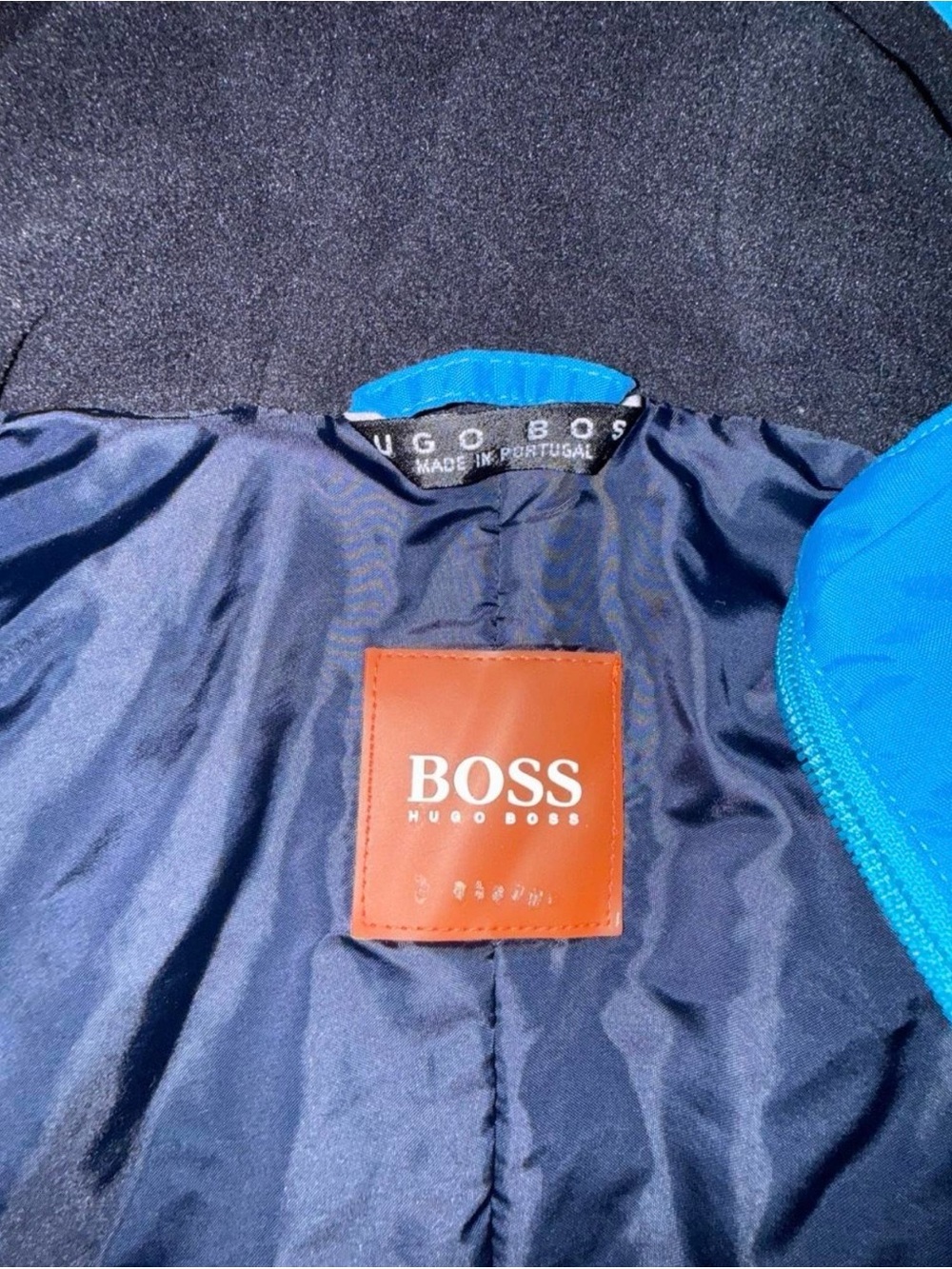 BOSS Teal Blue Hooded Rain Jacket